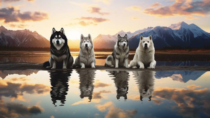 Alaskan Malamutes displaying a range of temperaments from gentle to playful